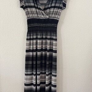 Magic Blue and Gray Sleeveless V-Neck Maxi Sundress